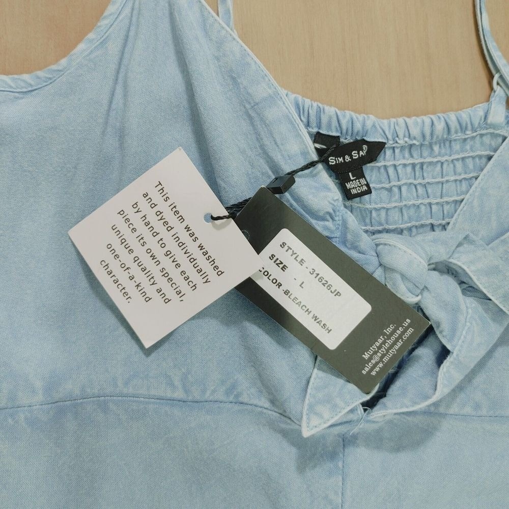 Sim & Sam Women's Jumpsuit Size L‎ Spaghetti Strap Sleeveless Denim Blue - Picture 7 of 10